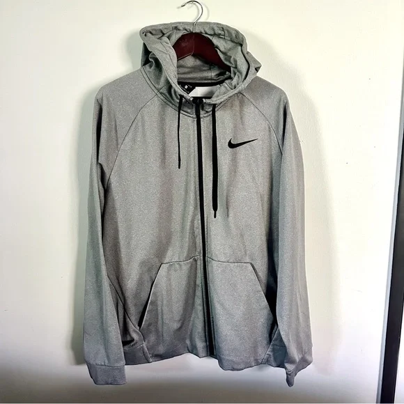 🥂SOLD🥂NIKE Dri-Fit XL Men’s Grey Zip Hooded Jacket - Picture 1 of 7